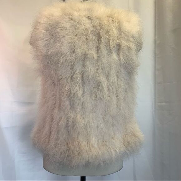 Club Monaco Cream Fur Feather Vest Sz S - Picture 9 of 14
